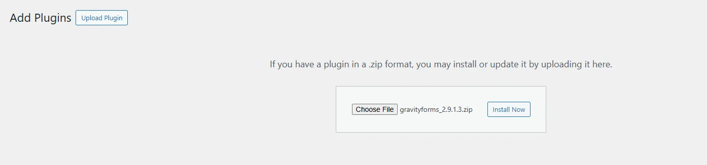 Install Gravity Forms plugin